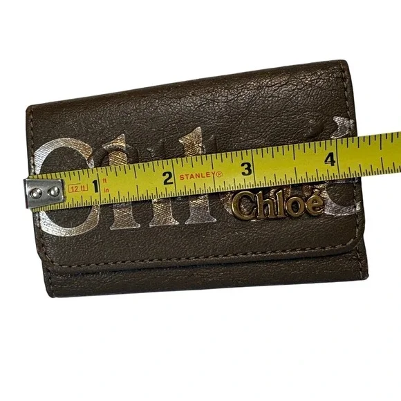 Chloe Taupe Brown Leather Monogram Key Holder Wallet - Picture 12 of 13